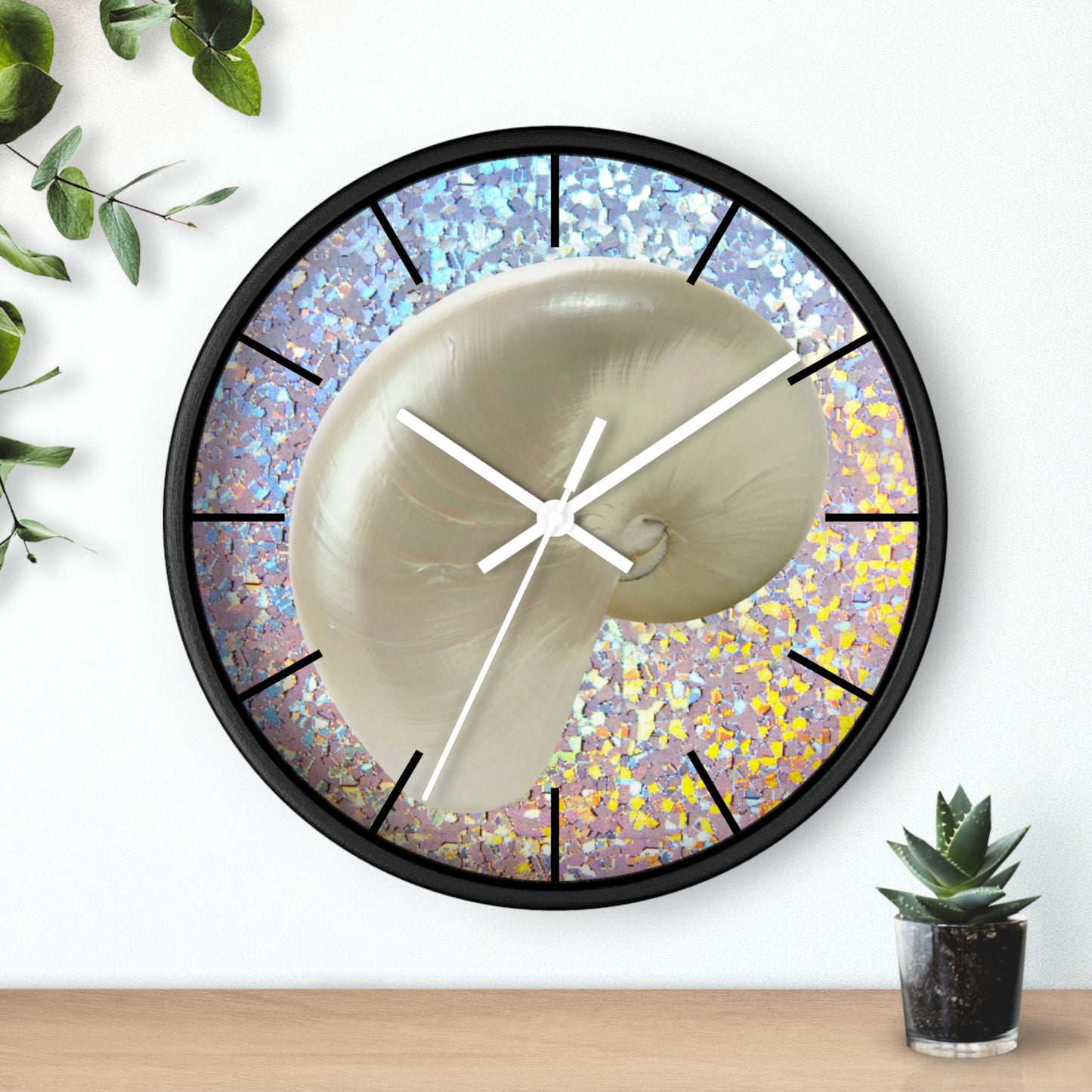 Wall Clock, Disco White Nautilus, Hands/Base Variants