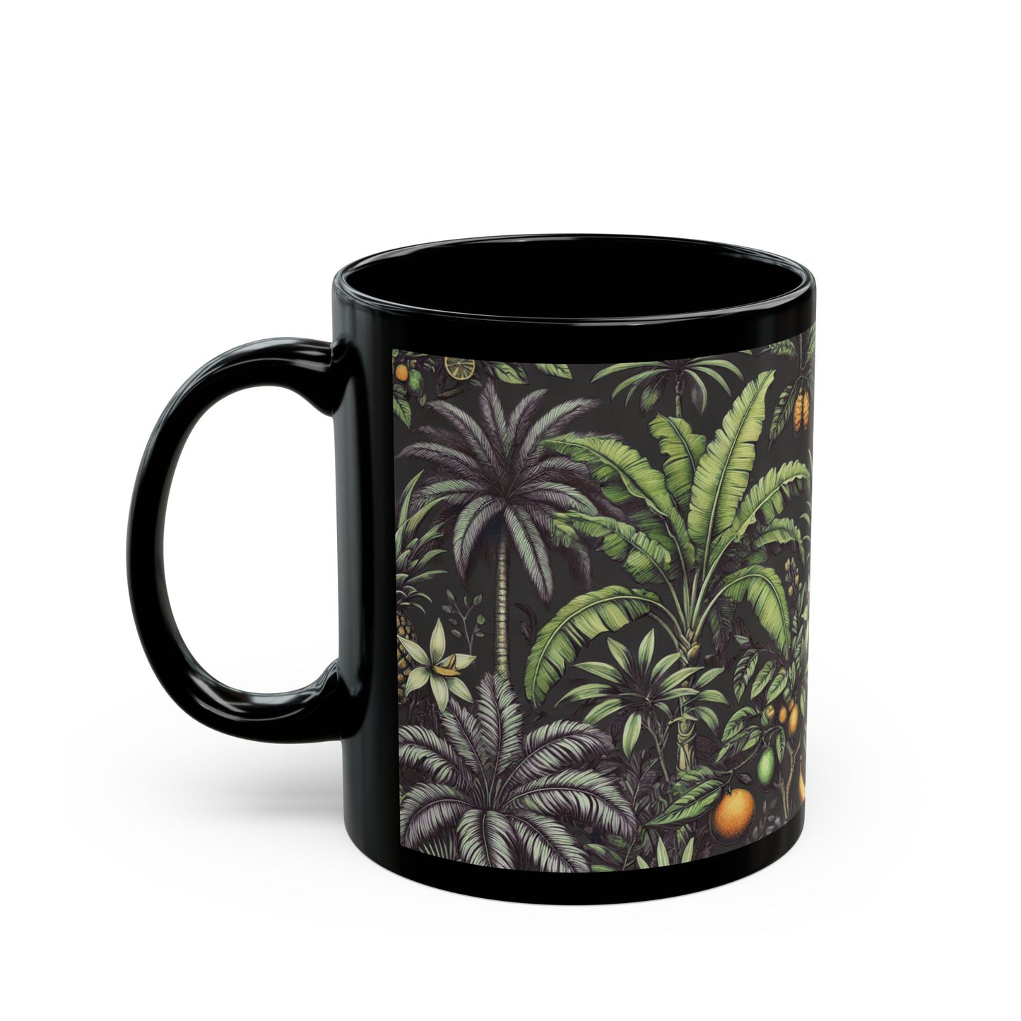 Black Coffee Mug - Tropical Fruit, Black2