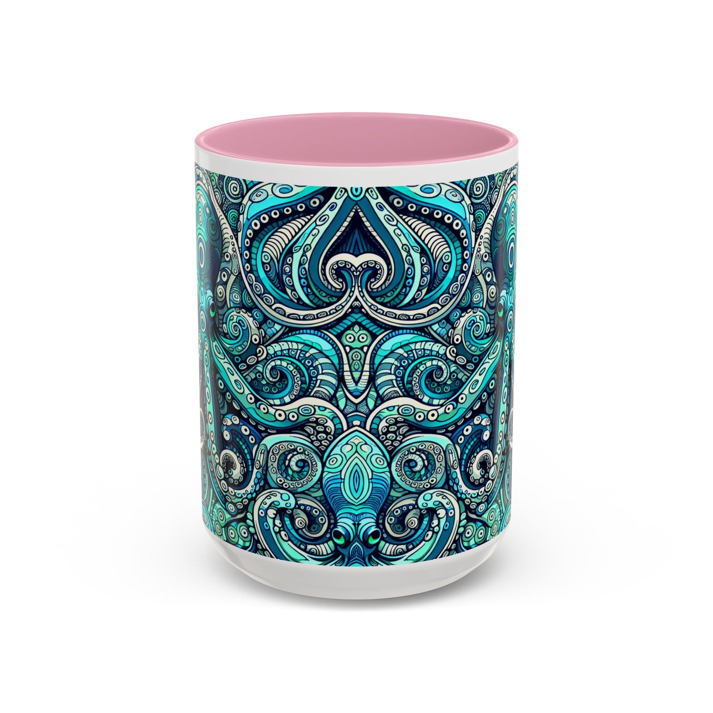 Accent Color Coffee Mug, Many Colors - 11oz & 15oz / Aqua Octopus