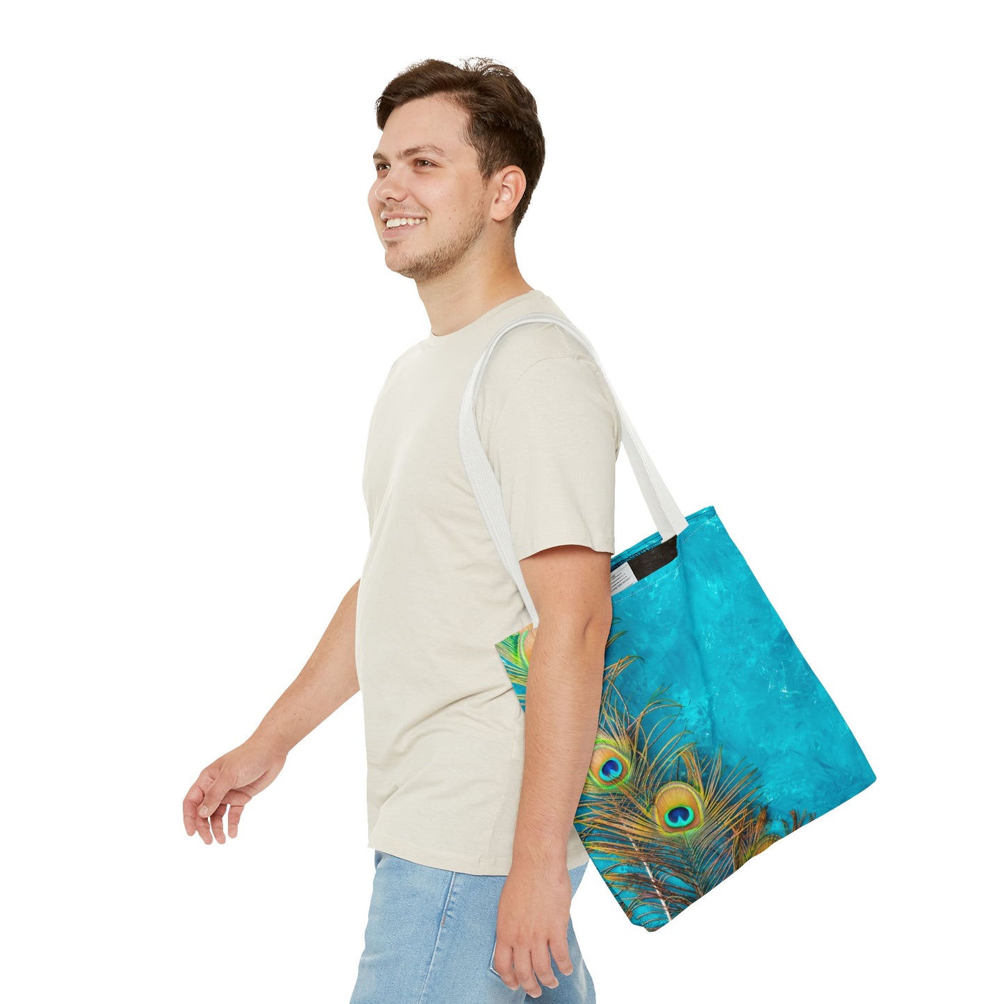 Peacock Turquoise Glow Tote Bag - 3 Sizes