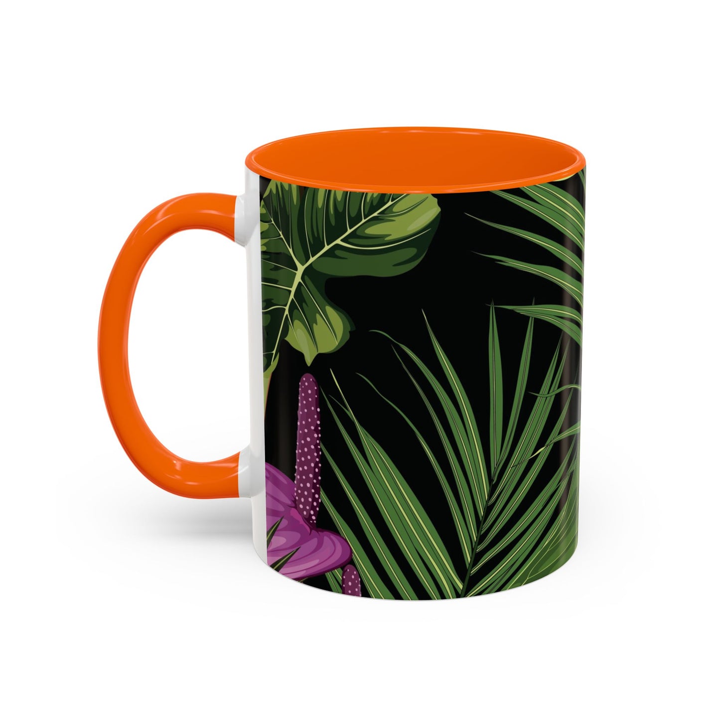 Accent Coffee Mug - Fun Tropical Drinkware for Flower Vibes /Anthurium and Palm