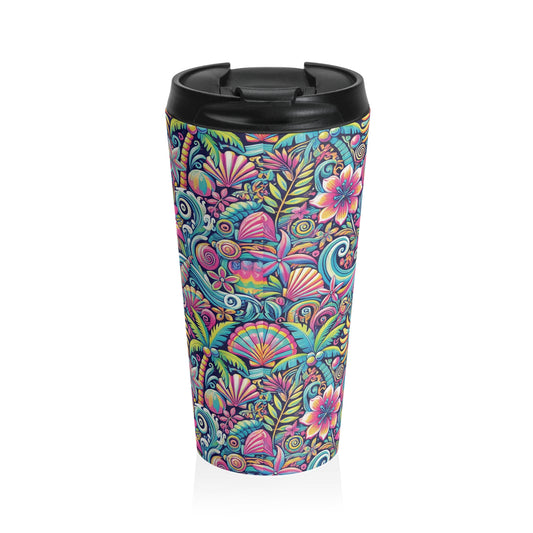 15 oz. Stainless Steel Travel Mug / Lily's Repeat Paradise