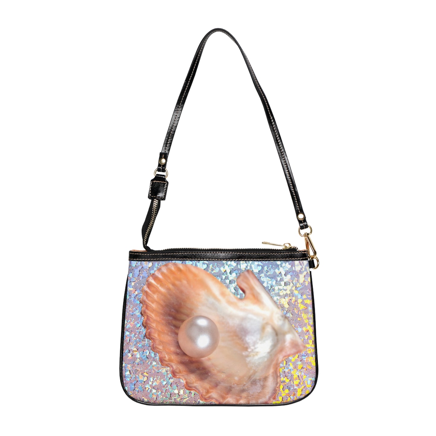 Tropical Beach Small Shoulder Bag | Stylish Crossbody Purse / Disco Peach Pearl Oyster