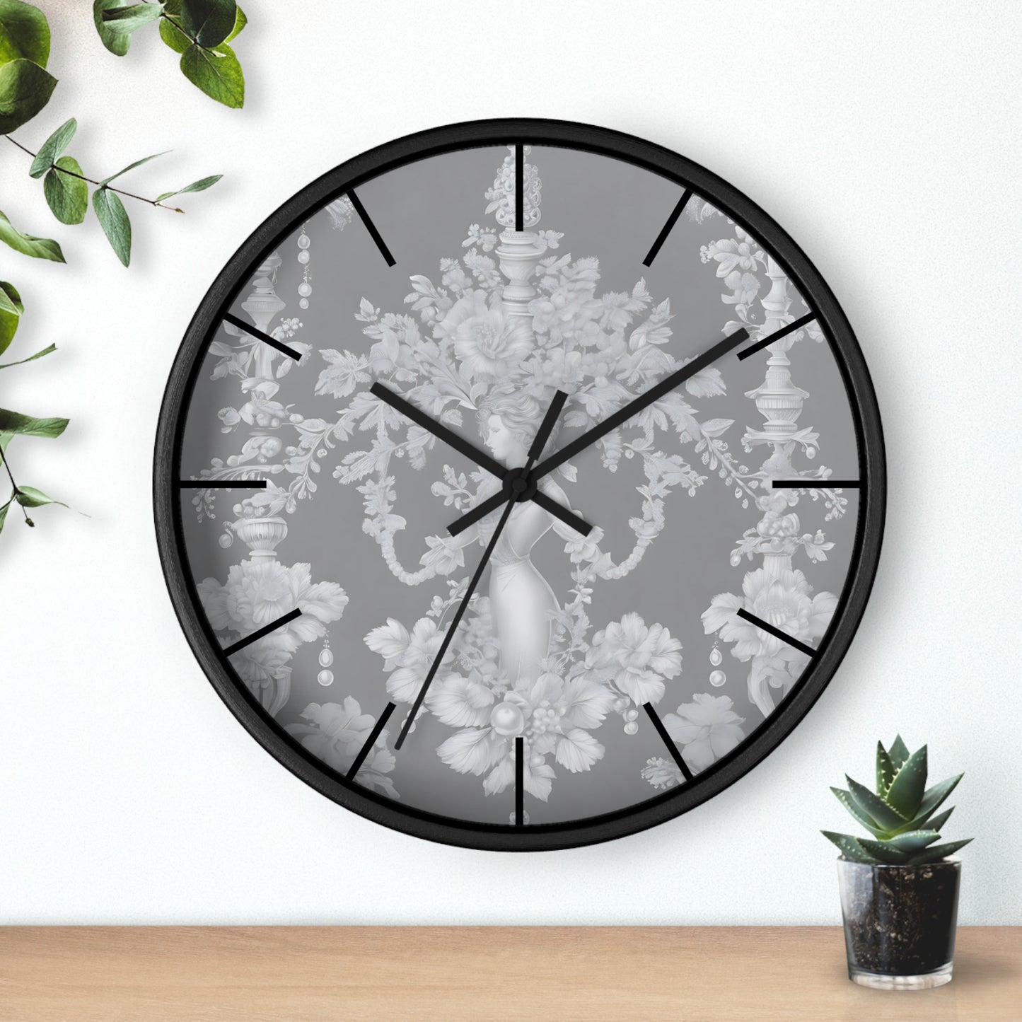 Wall Clock, Pearl Lady Toile / Slate, Hands/Base Variants