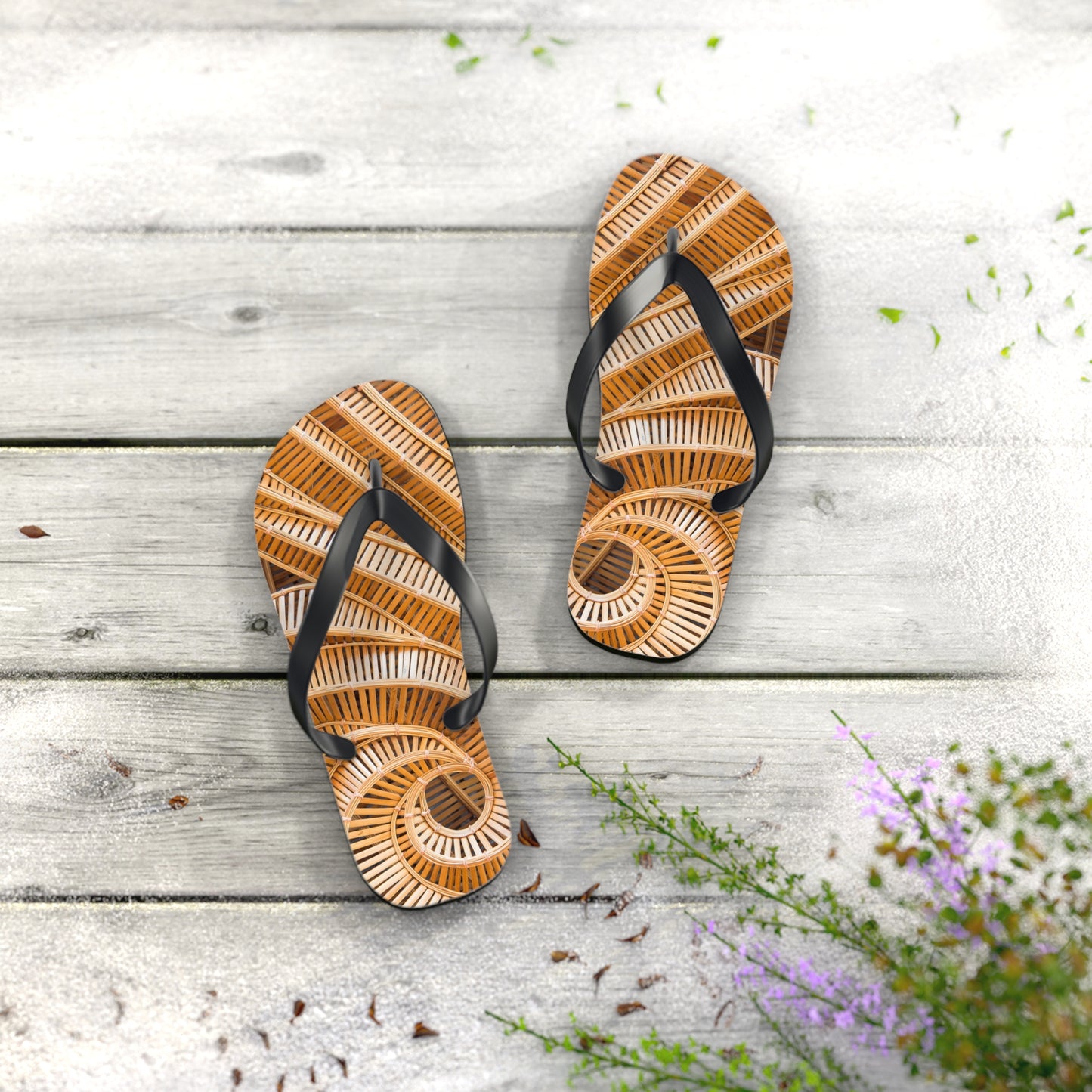 Flip Flops - Natural Bamboo Spiral