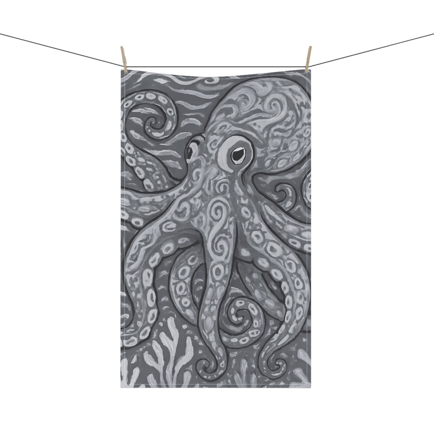 Tea Towels (cotton, poly), Slate Kraken Joe