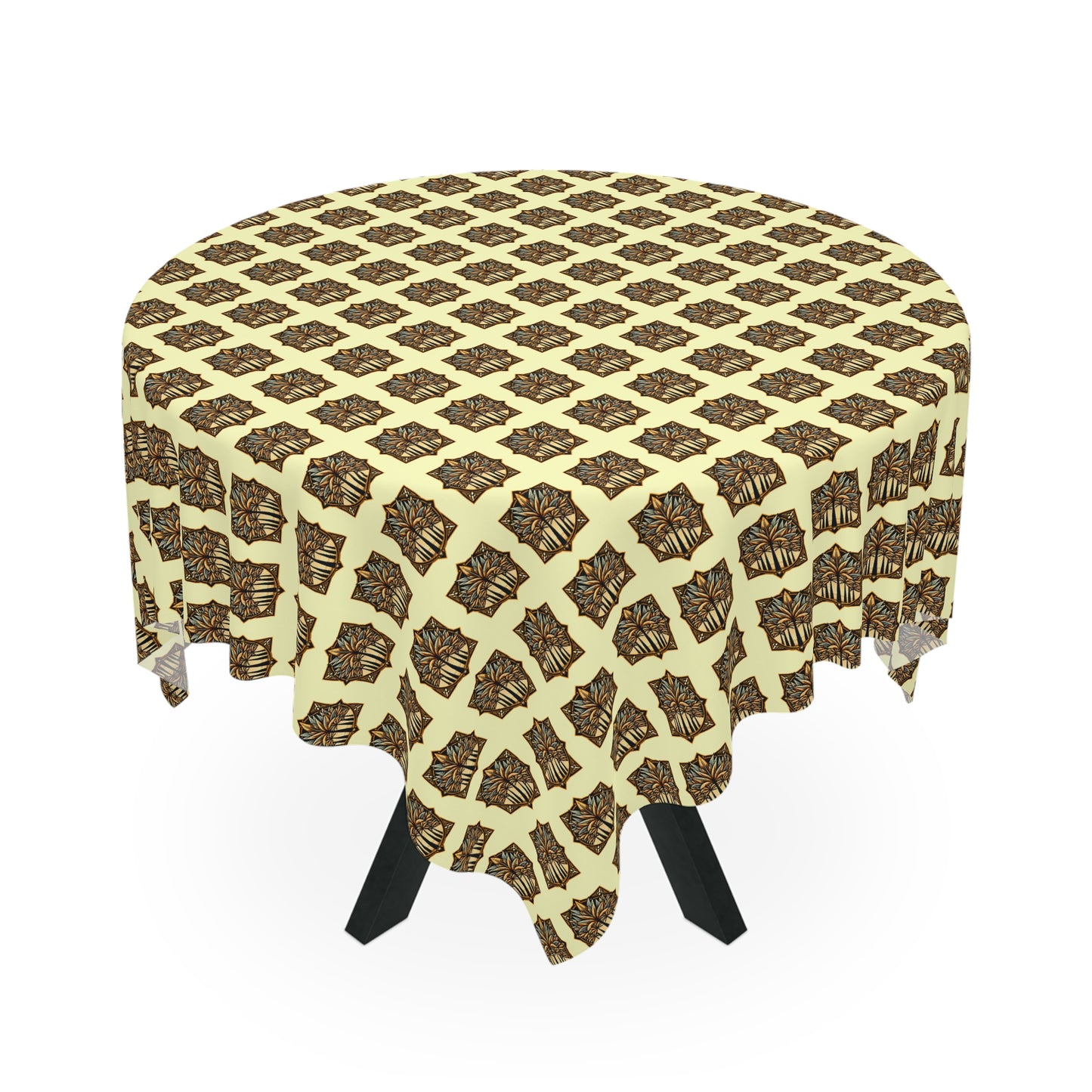 Art Deco Palms/Buttercream ! Square Tablecloth, 55" x 55"