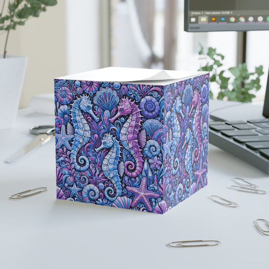 Note Cube - Seahorse Trio/Blue