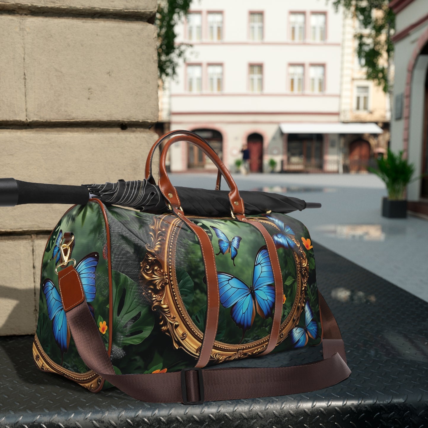 Tropical Waterproof Travel Bag - Perfect for Beach Getaways / Framed Morpho Butterfly Dancers