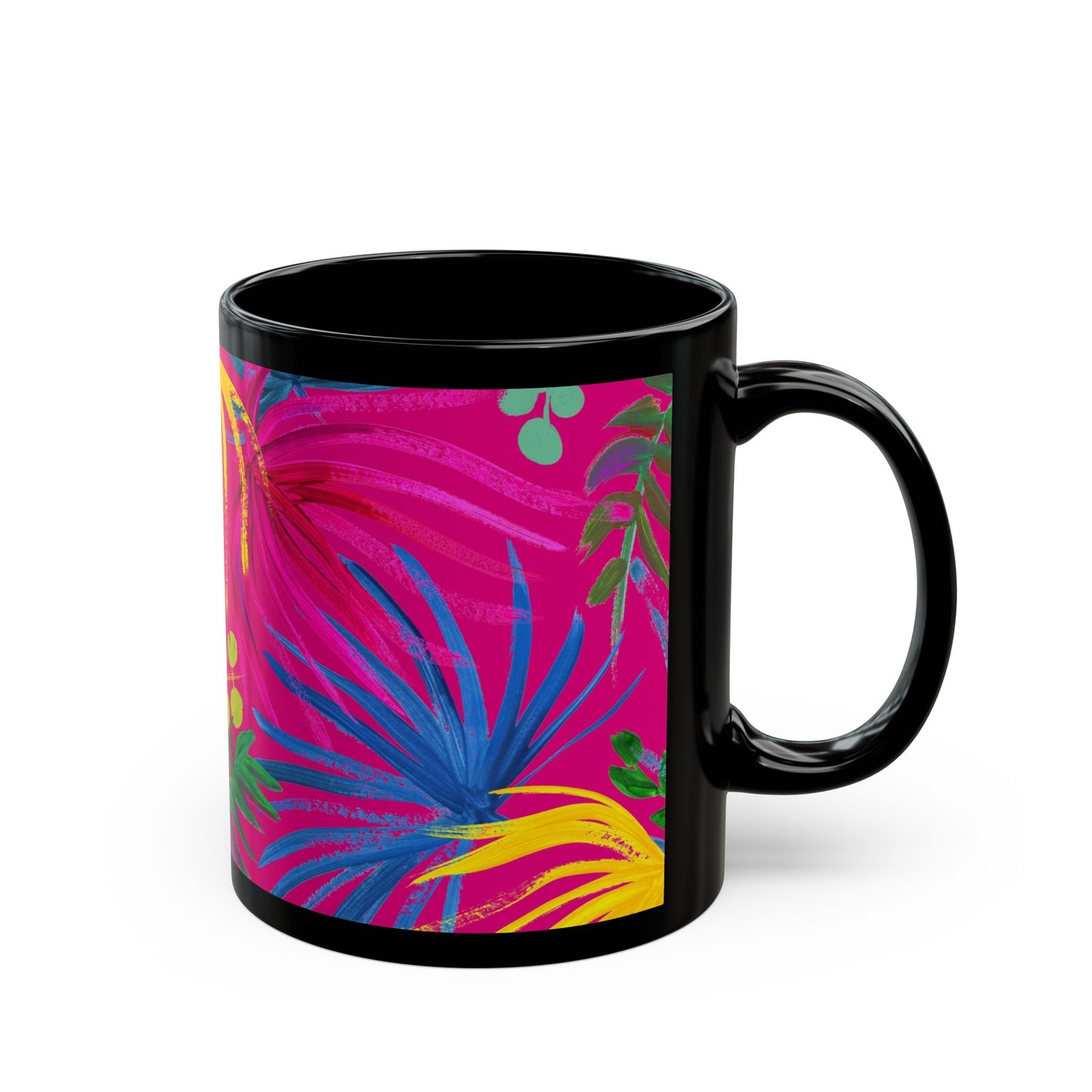 Black Coffee Mug - Exotic Flora