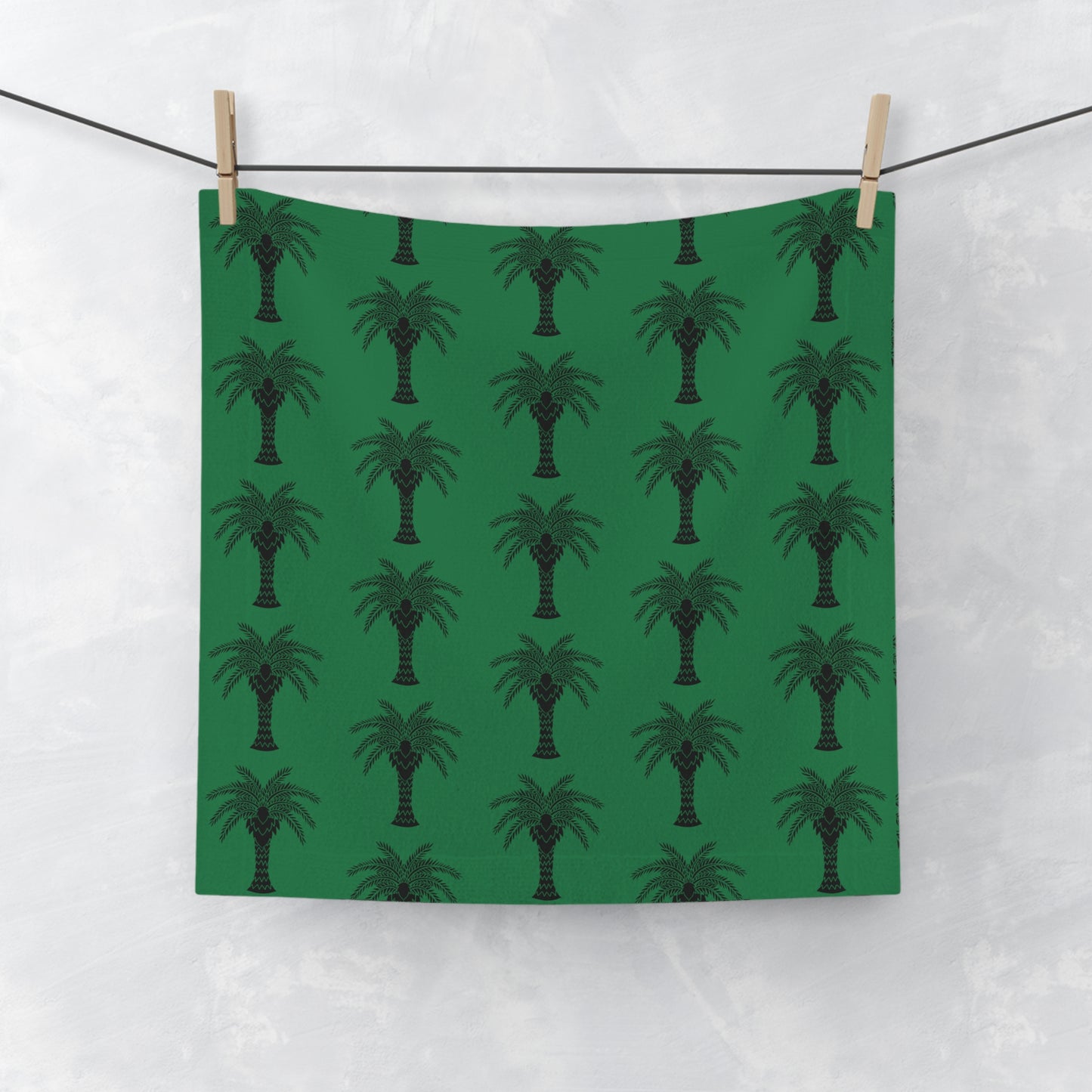 Face Towel - Stylized Palm dark green