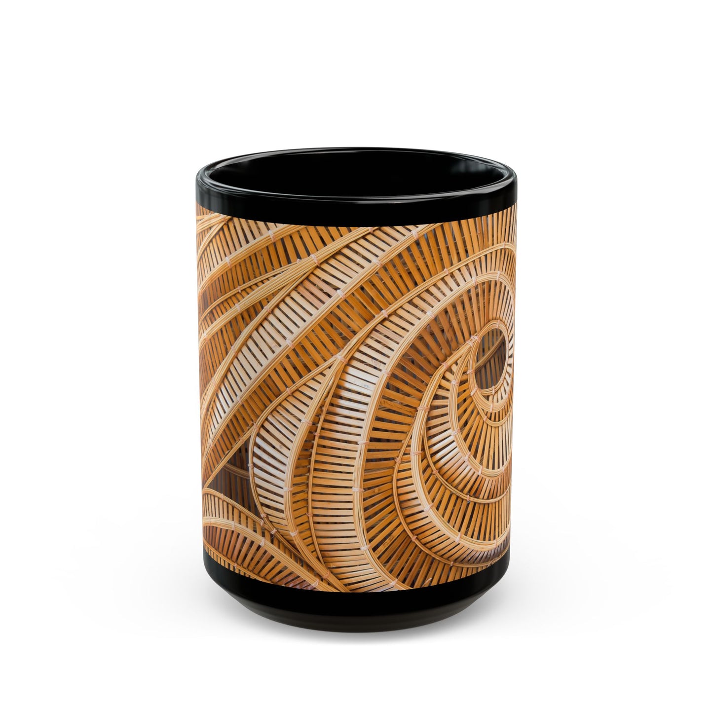 Natural Bamboo Spiral Black Coffee Mug