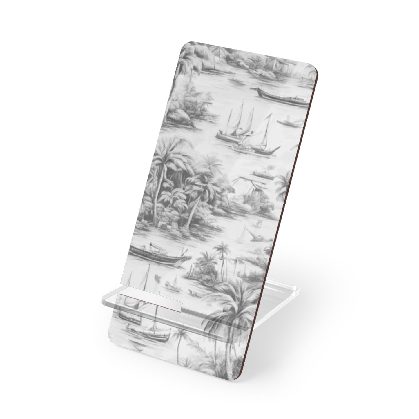 Mobile Display Stand for Smartphones, Tropical Toile #1, Soft Black