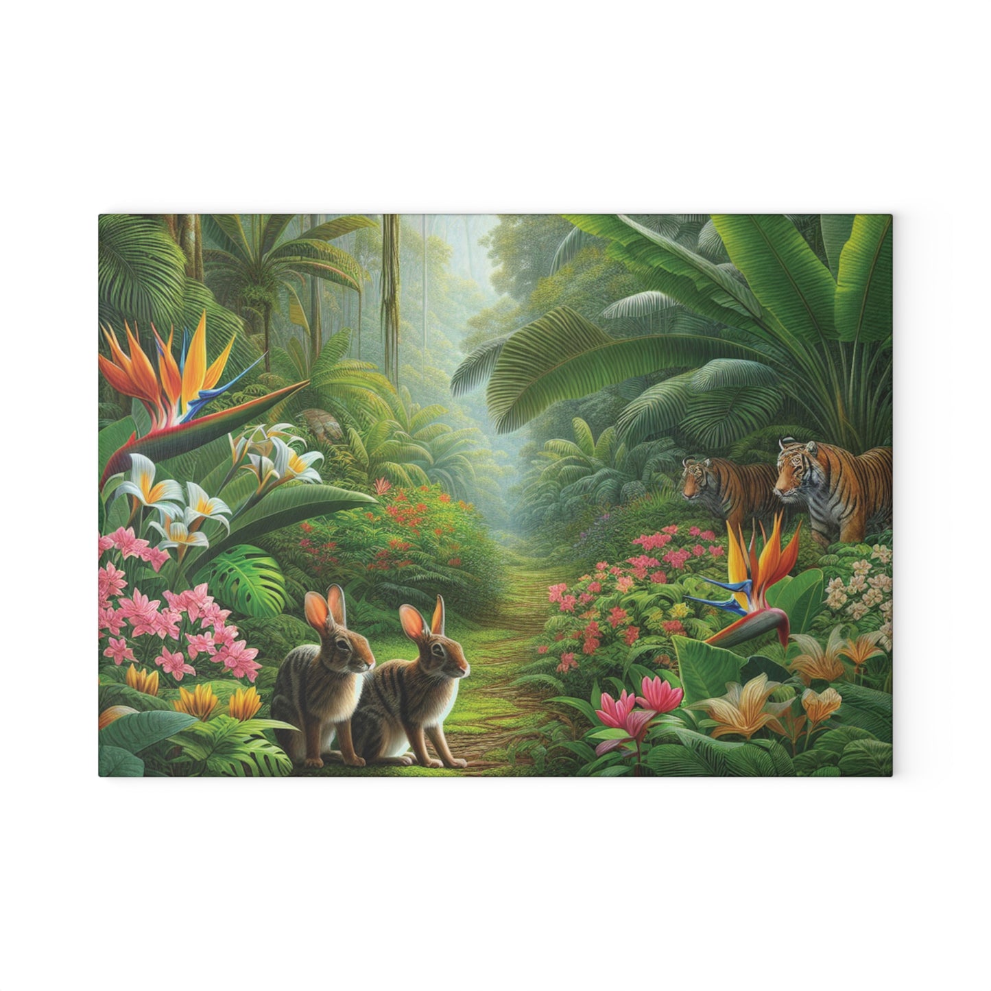 Glass Cutting Board, 2 sizes - Hidden Rabbits