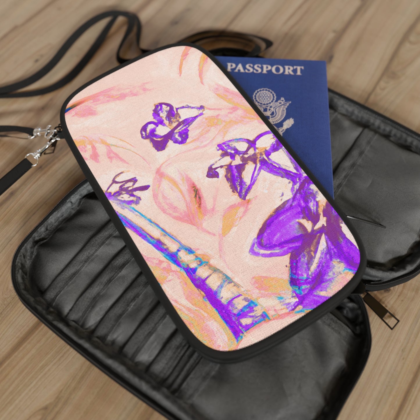 Vibrant Passport Wallet – Perfect for Travelers & Adventurers / Tropical Doodles, Peach