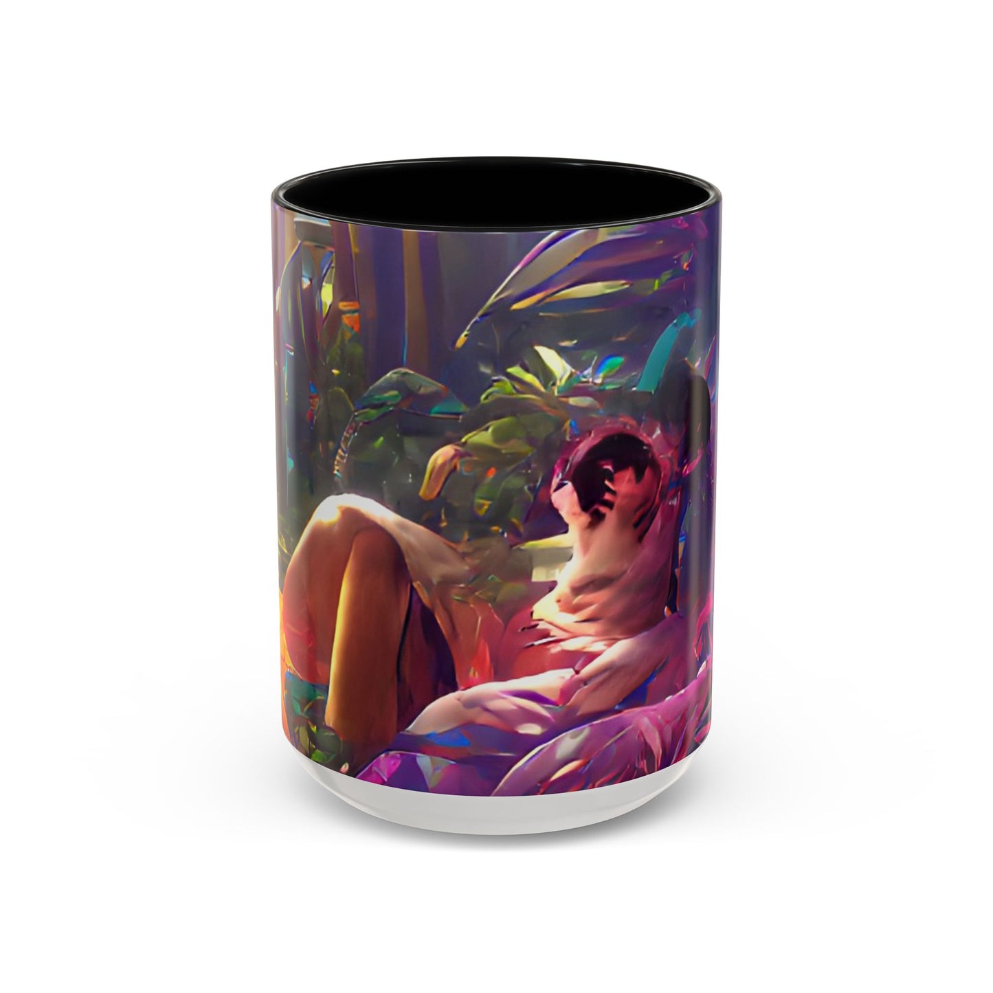 Accent Coffee Mug (11, 15oz) - Midnight Kiss in Tropical Garden