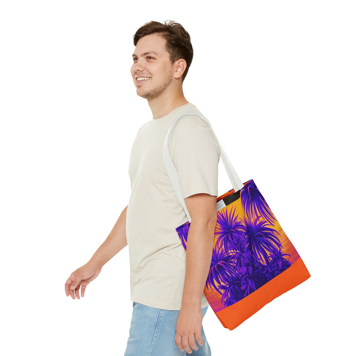 Tiny Palm Island Pop/Orange Tote Bag - 3 Sizes