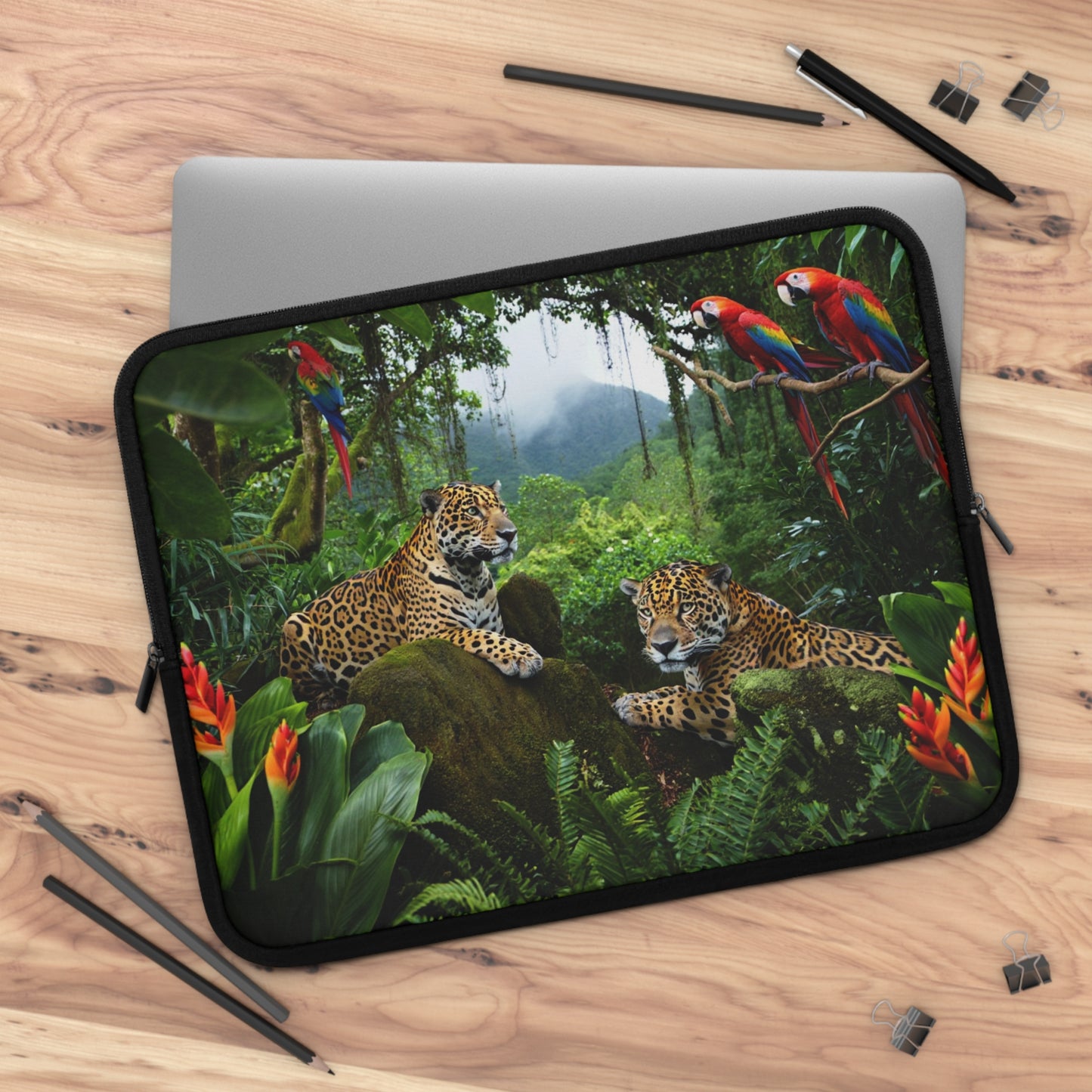 Tropical Laptop Sleeve, 5 Sizes - Perfect for Rainforest Lovers & Students / Jaguars at Rest