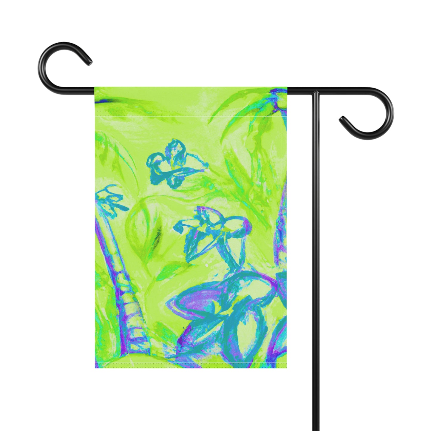 Tropical Garden Flag - Perfect for Outdoor Decor / Beach Tropical Doodles, Lime