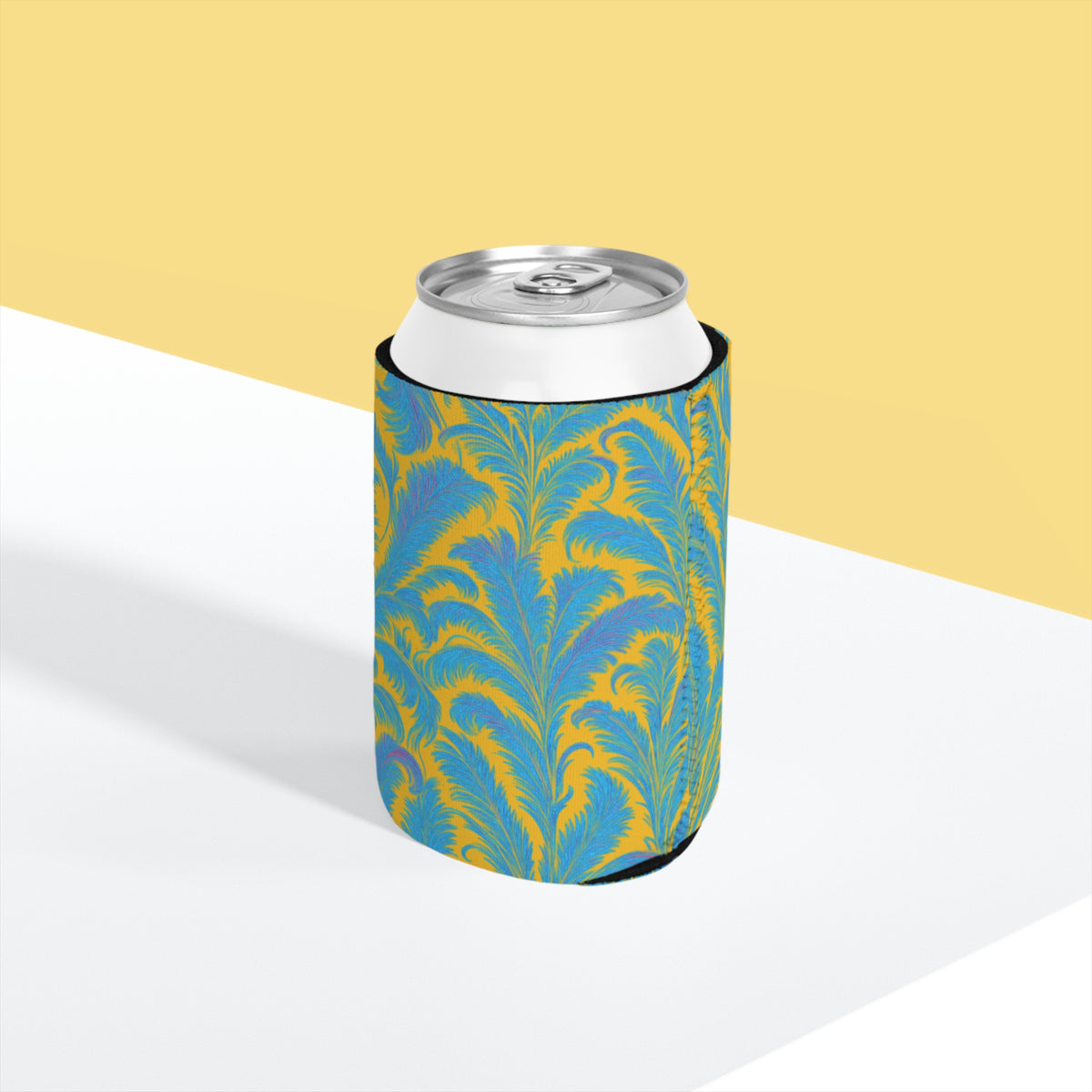 Rocco Blues/Yellow Can Cooler Sleeve - Perfect for Outdoor Picnics
