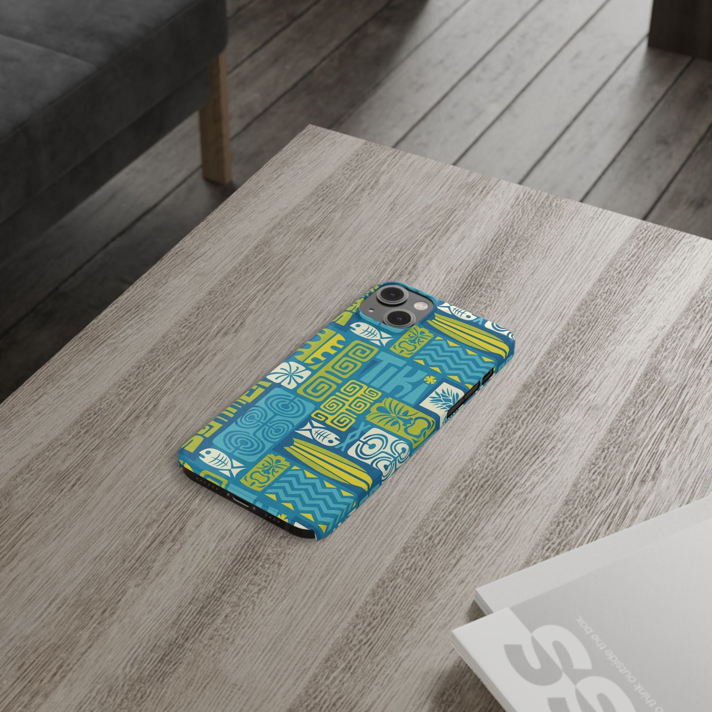 Slim Phone Cases - Tiki Poster Blue