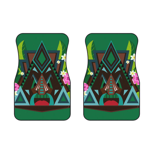 Tropical Tiki Boss MACRO Kai Car Floor Mats - SET of 2, dark green