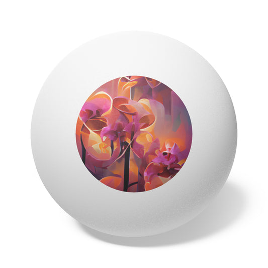 Tropical Paradise Ping Pong Balls - 6 Pack with Fantasy Orange Orchids