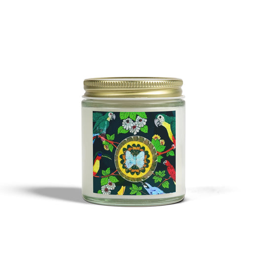 Parrots & Butterfly Tropical Royale Scented Candles - Coconut Apricot Wax (4oz, 9oz)