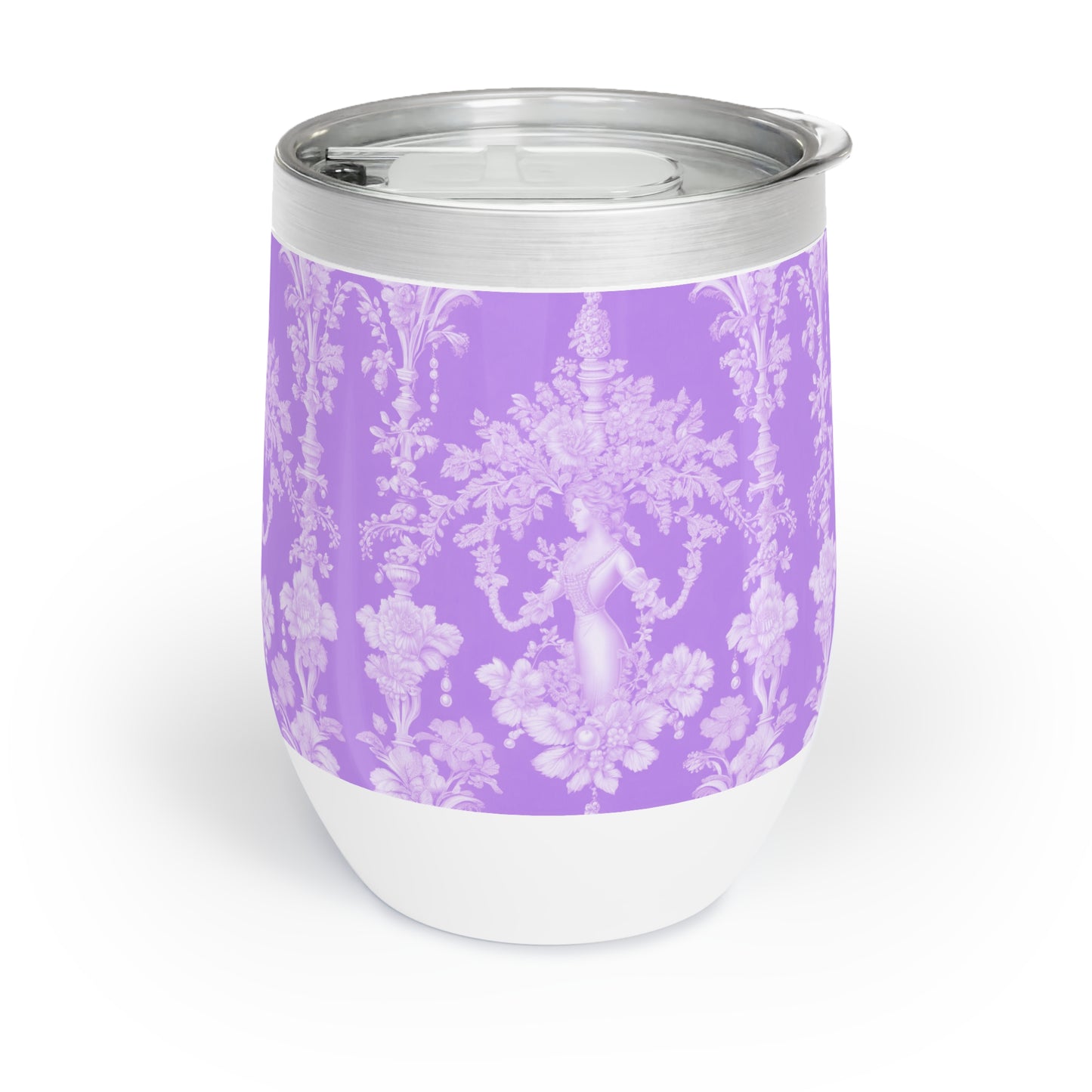 Chill Wine Tumbler, Pearl Lady Toile / Purple