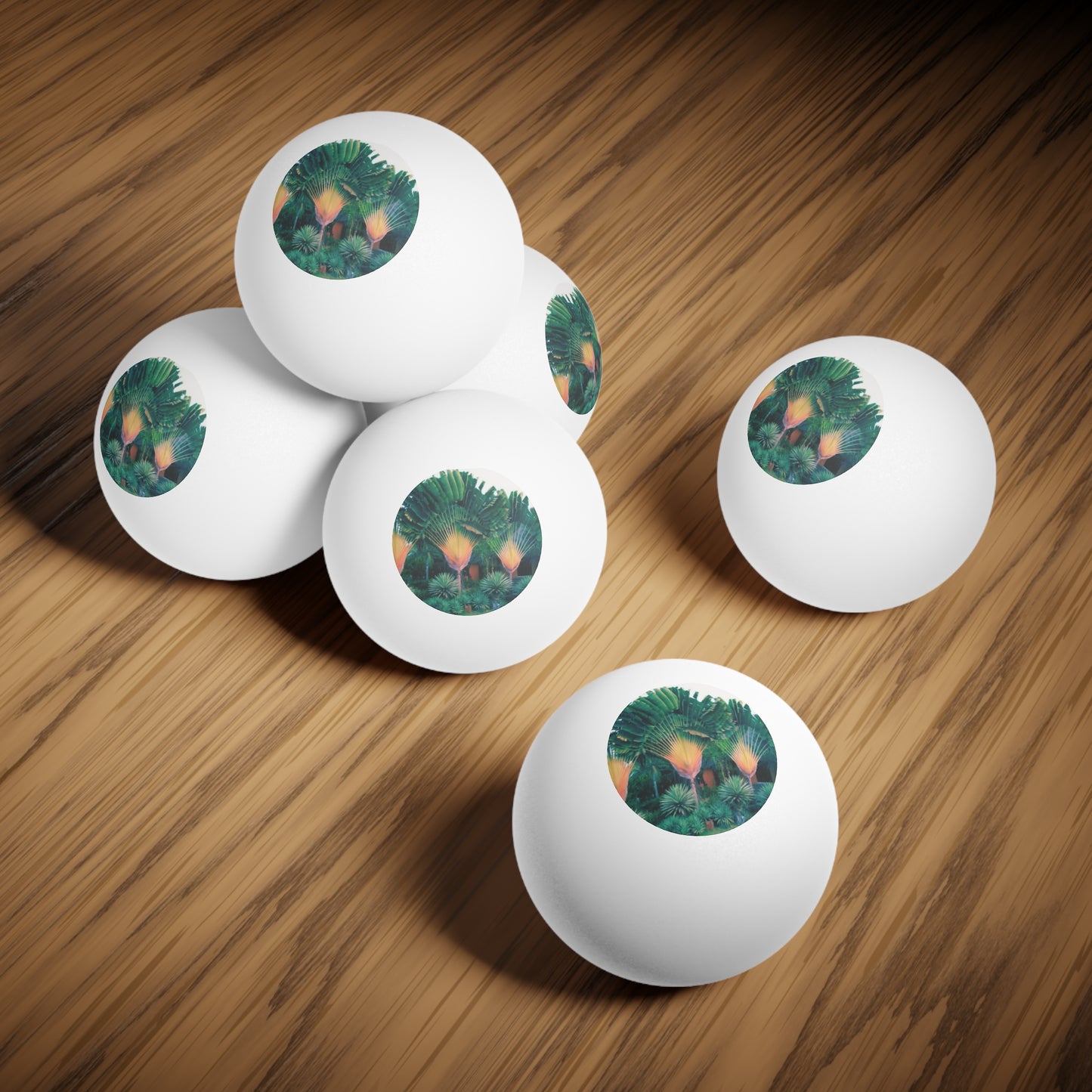 Tropical Paradise Ping Pong Balls - 6 Pack with Fan Palms