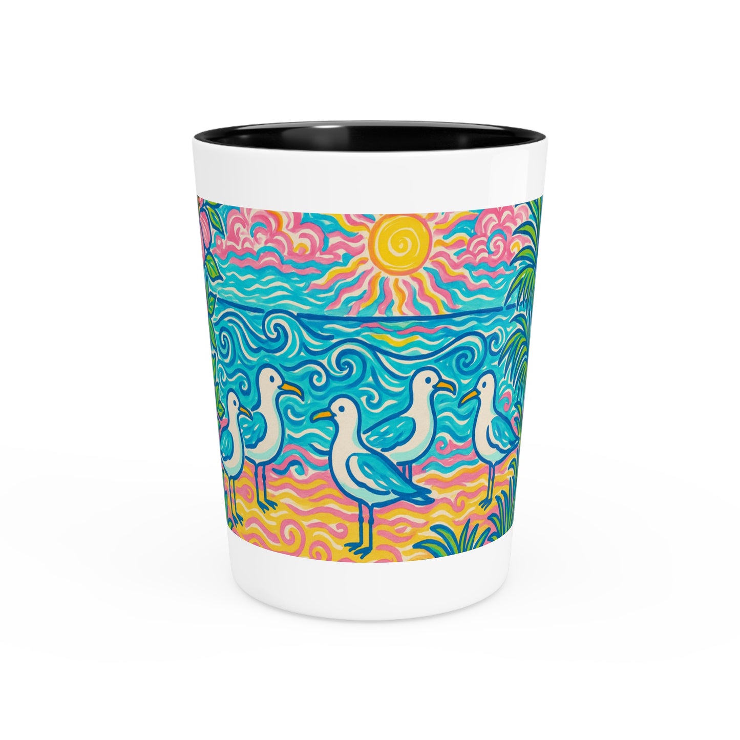 Shot Glass - Tropical Beach Seagulls