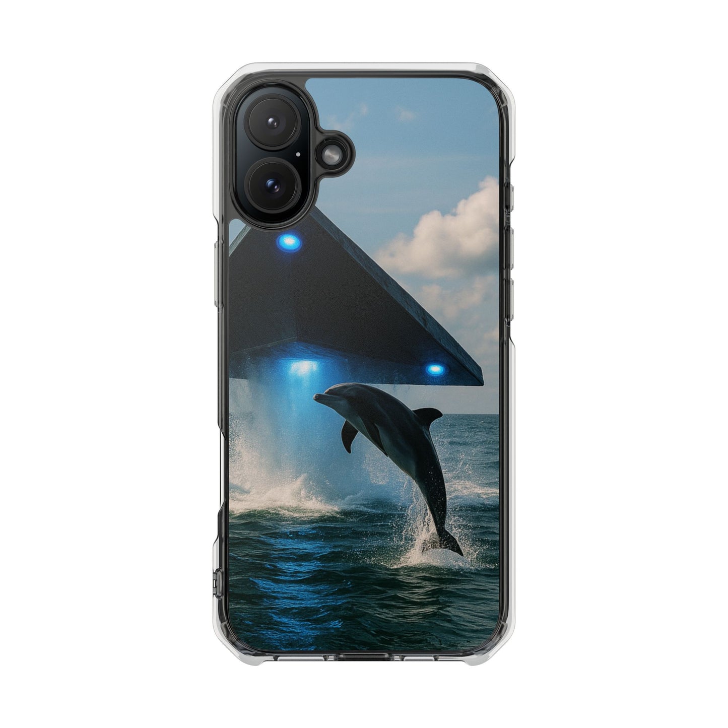 UFO and Dolphin Magnetic Clear Phone Case, Many Models