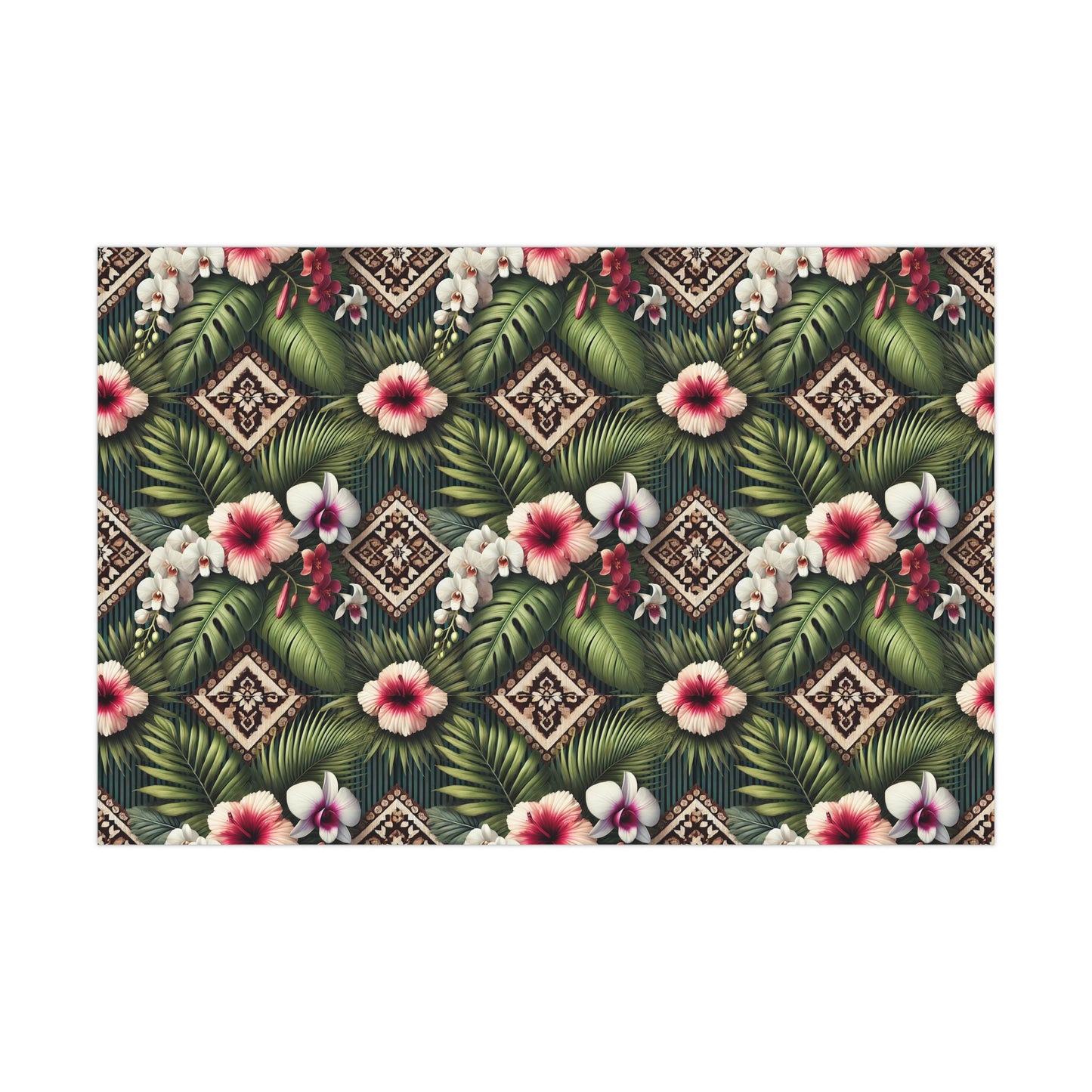 Wrapping Paper - Tropical Gift Wrap for All Occasions / 3 Sizes, 2 Finishes / Tiki Orchids