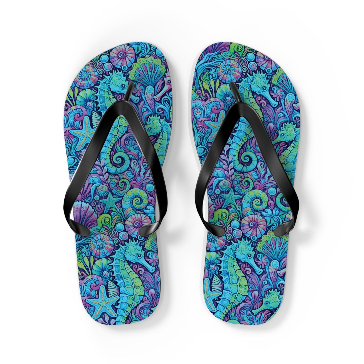 Flip Flops - Seahorses/Turquoise Pop