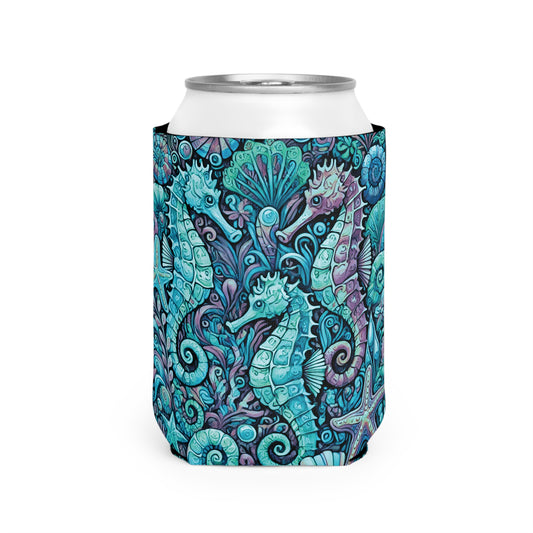 Seahorse Trio/Turquoise Can Cooler Sleeve - Perfect for Outdoor Picnics