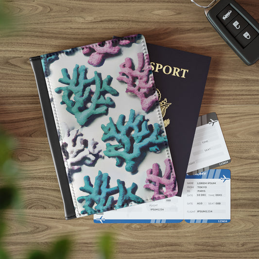 Tropical Passport Cover, Faux Leather - RFID blocking for travel security / Coral Pastels