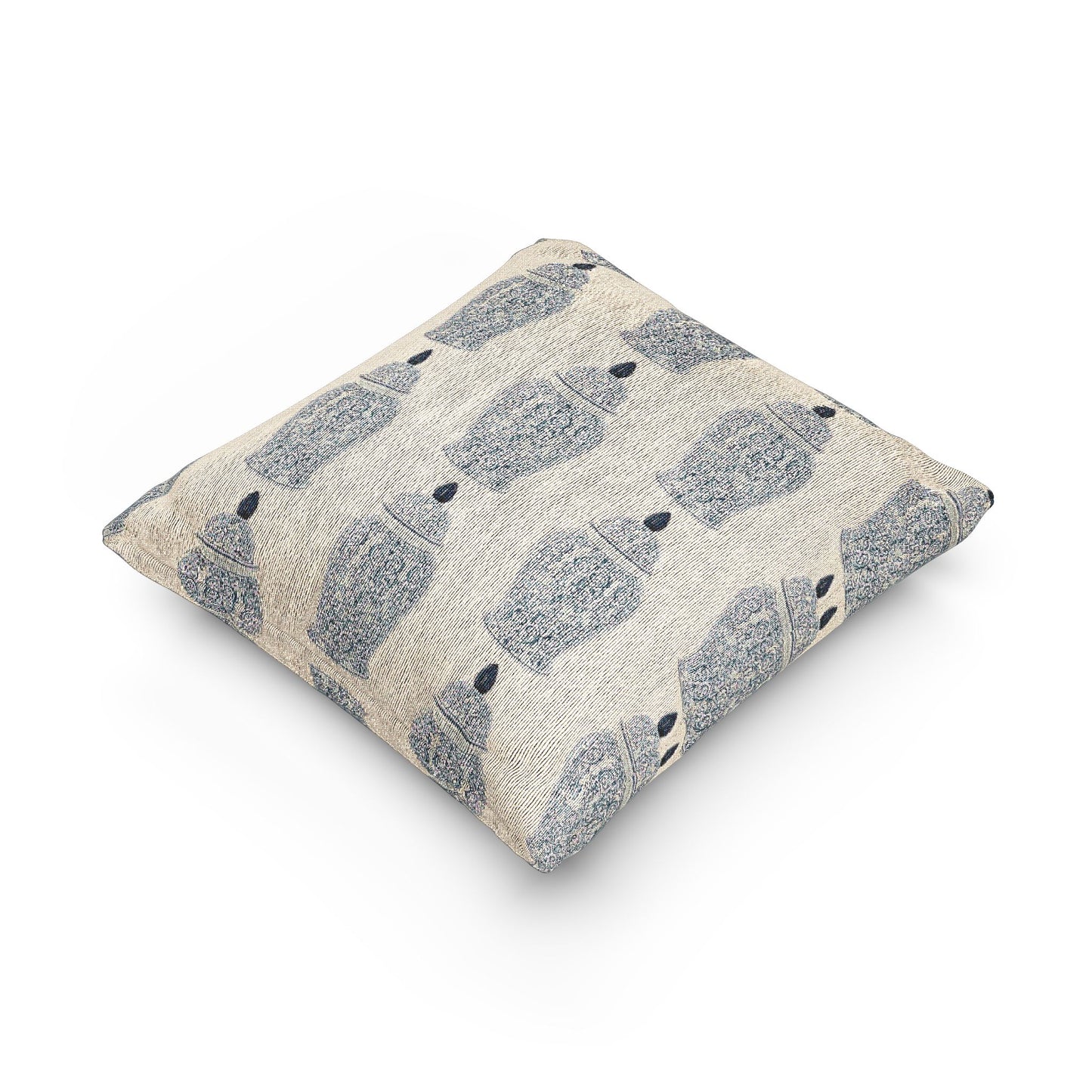 Woven Pillow, 17"W x 18"L - Tropical Blue Ginger Jar, Repeat