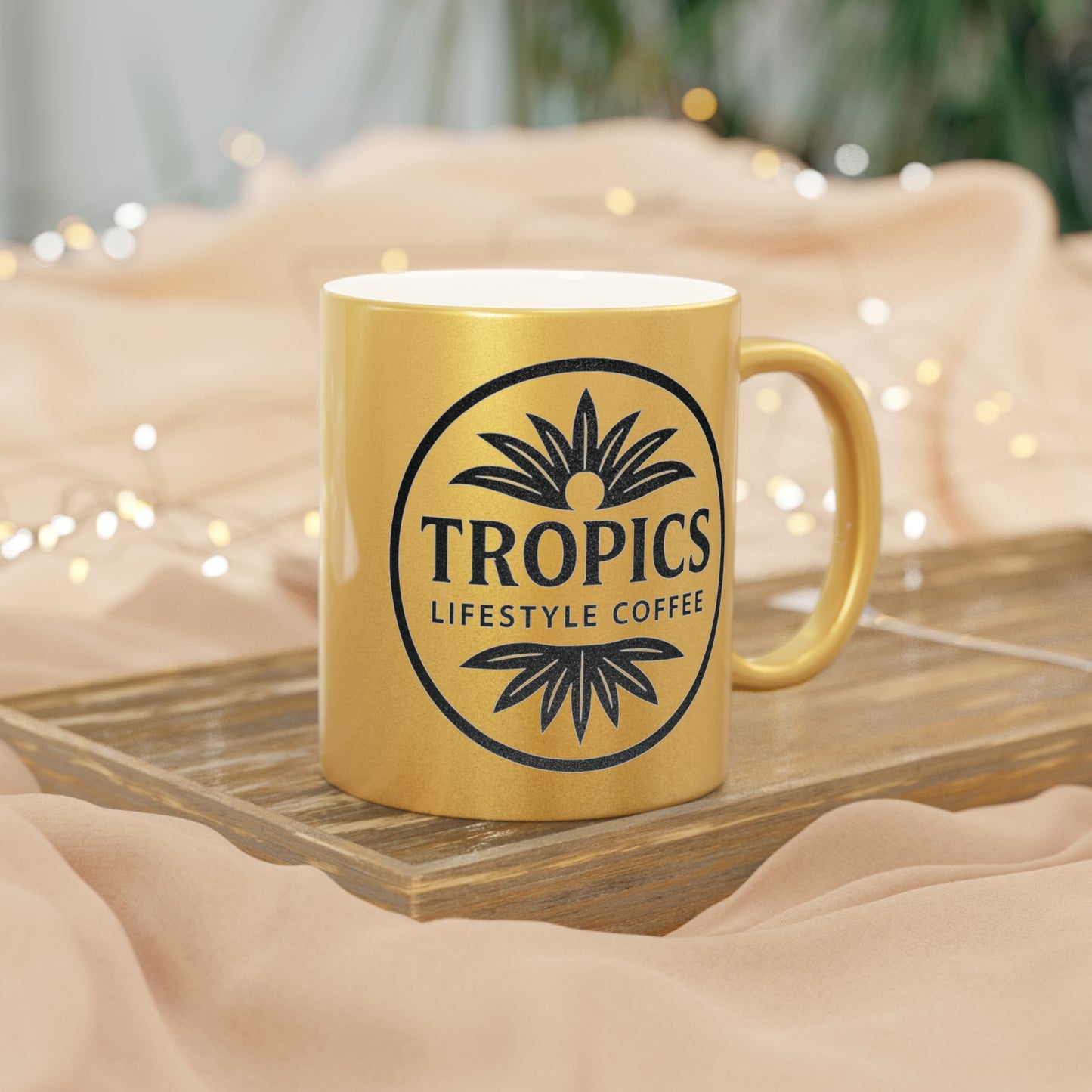 Tropical Metallic Mug, Gold or Silver - TLCoffee Art Box Logo