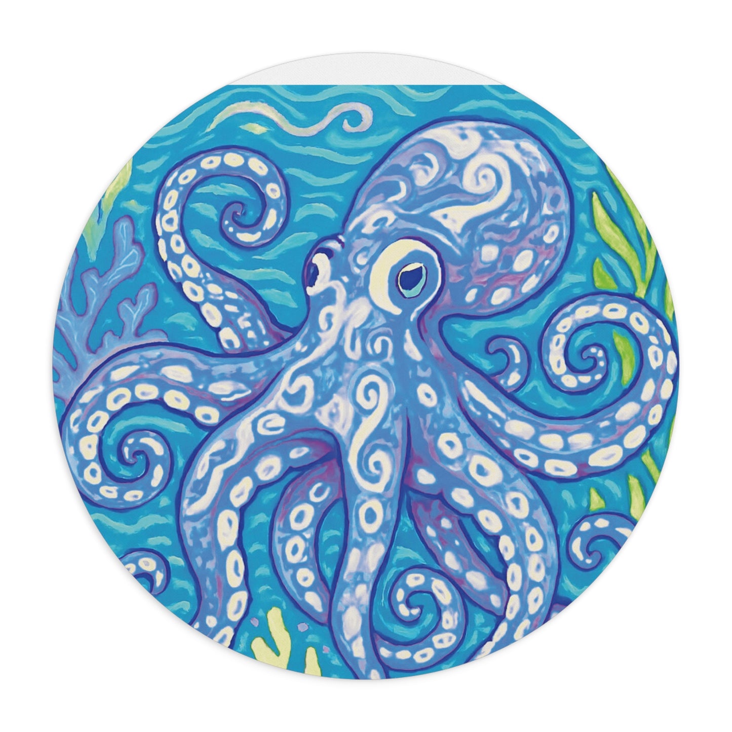 Tropical Mouse Pad, 2 Shapes - Beach Vibes for Home Office & Gamer / Octopus Kraken Joe, Blue