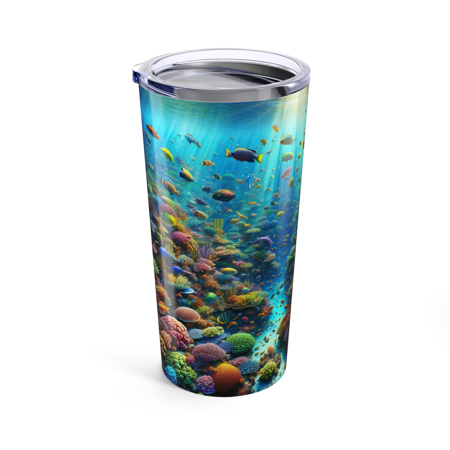 20oz Tropical Glossy Tumbler, Stainless Steel / Busy Coral Reef