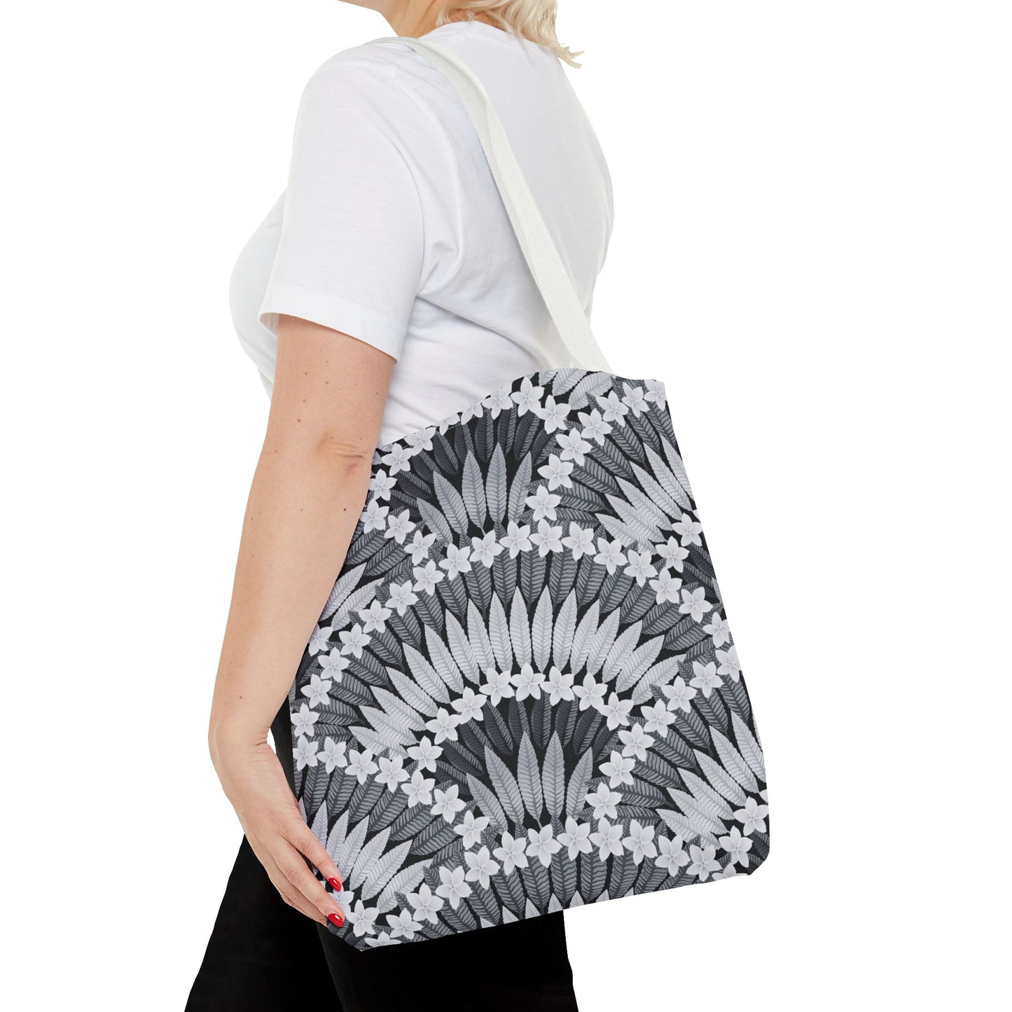 Plumeria and Palms BlackTote Bag - 3 Sizes