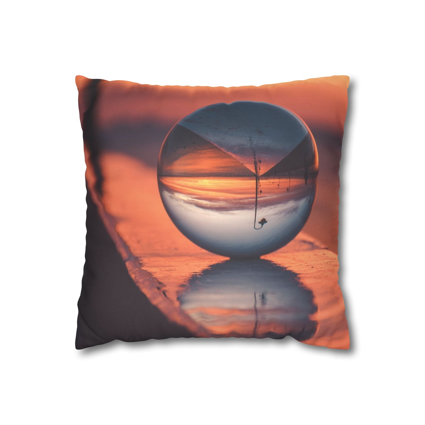 Faux Suede Square Pillowcase - Crystal Ball at Sunset Pier