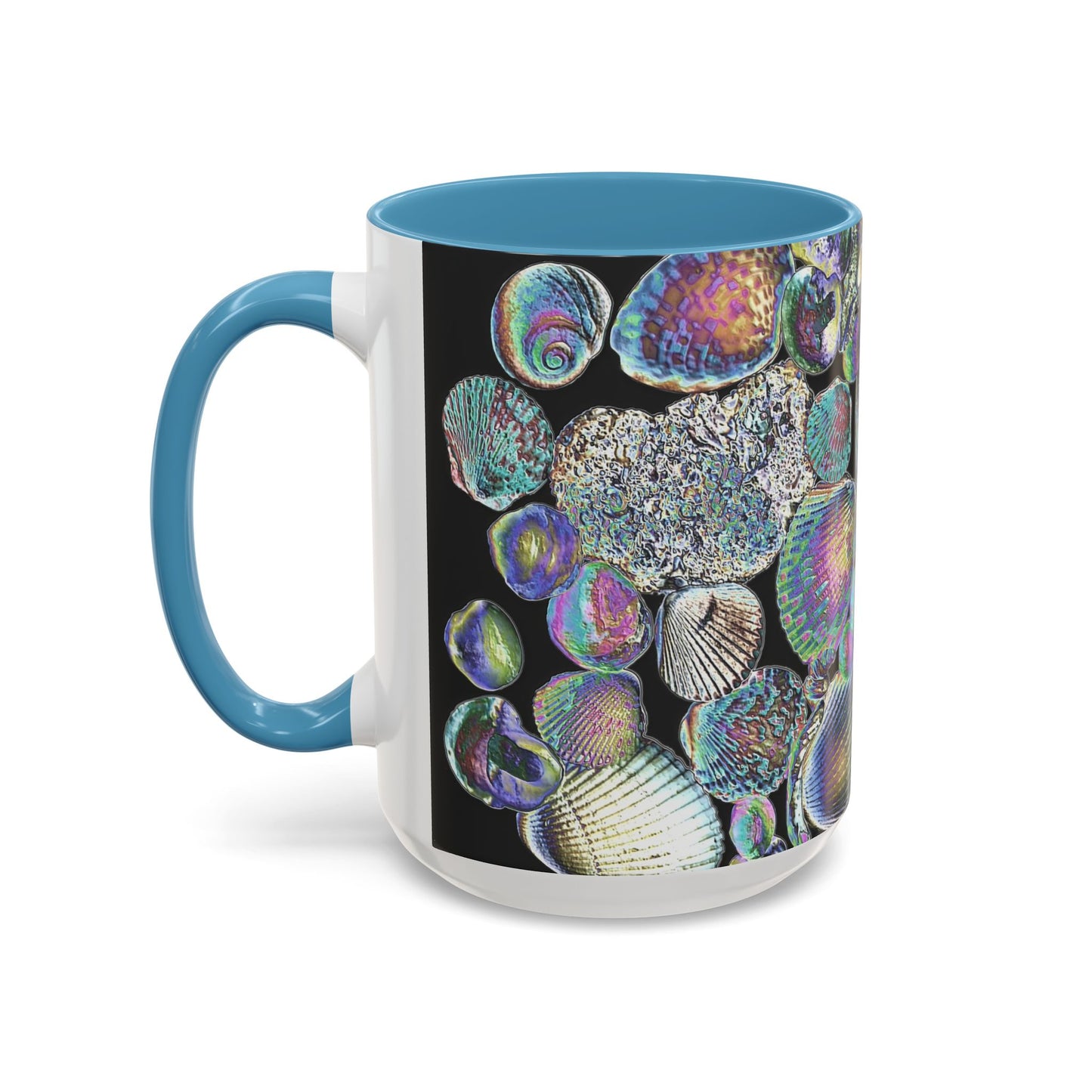 Iridescent Shells Accent Coffee Mug | Unique Sea-Inspired Drinkware / Heatwave Shell Collection