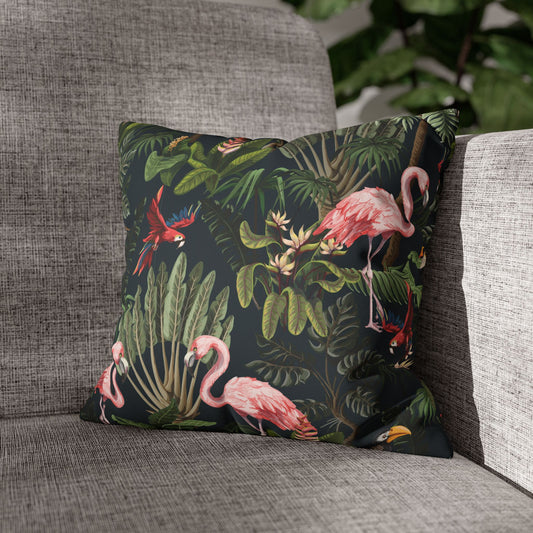 Faux Suede Square Pillowcase - Midnight Rainforest Party