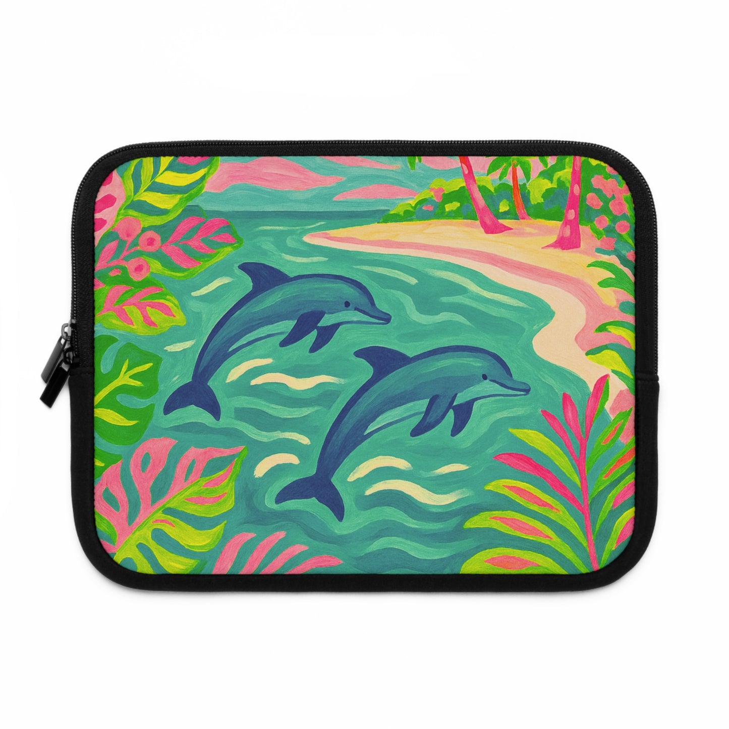Tropical Laptop Sleeve, 5 Sizes - Perfect for Ocean Lovers & Students / Jumping Dolphins