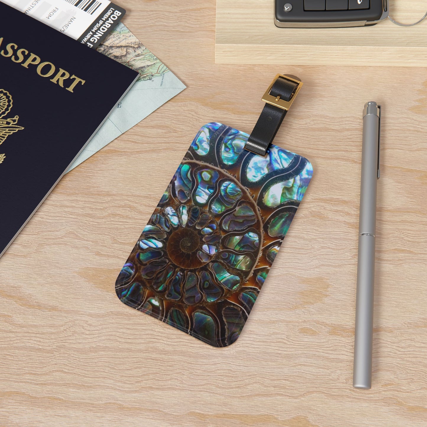 Luggage Tag - Ammonite & Abalone