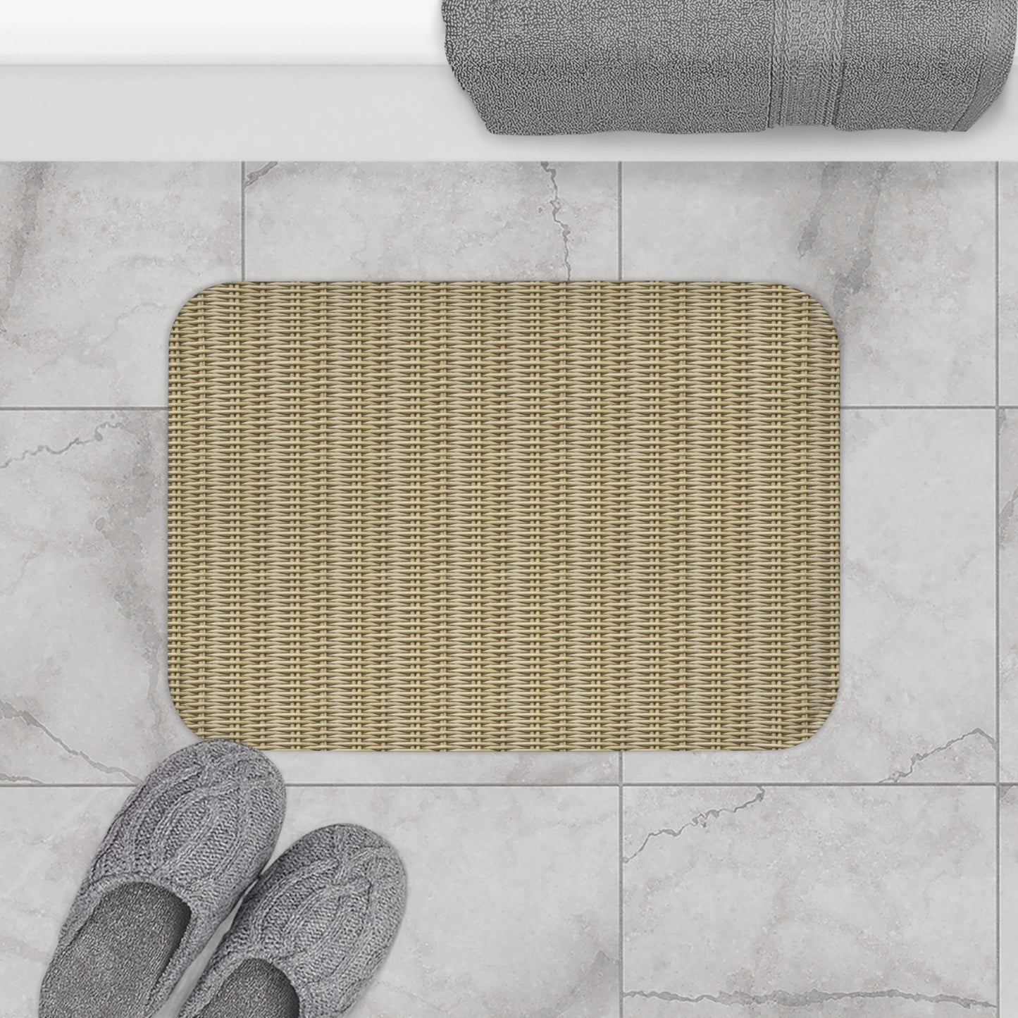 Flat Wicker Beach Weave Bath Mat, 2 Sizes - Tropical Vibes for Home Decor