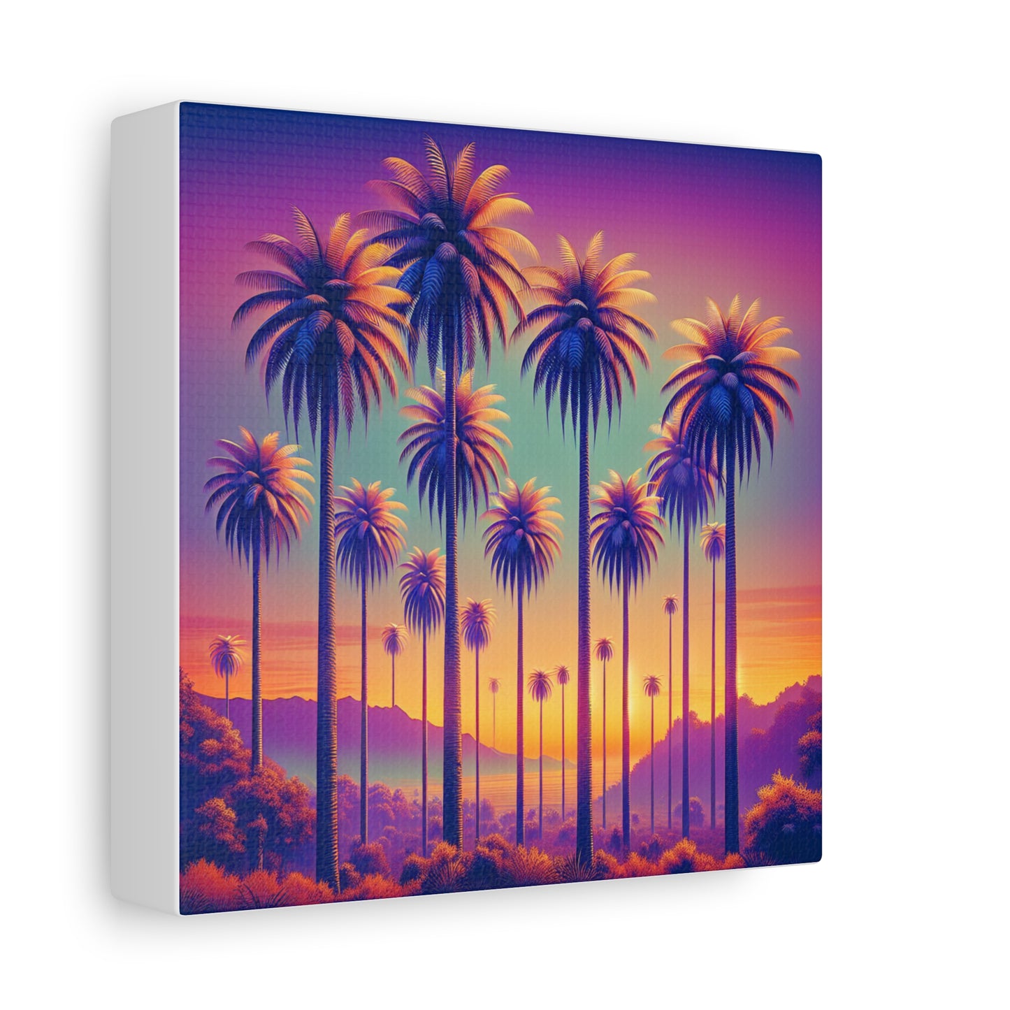 Matte Canvas, Stretched, Various Sizes / Sunset Palms