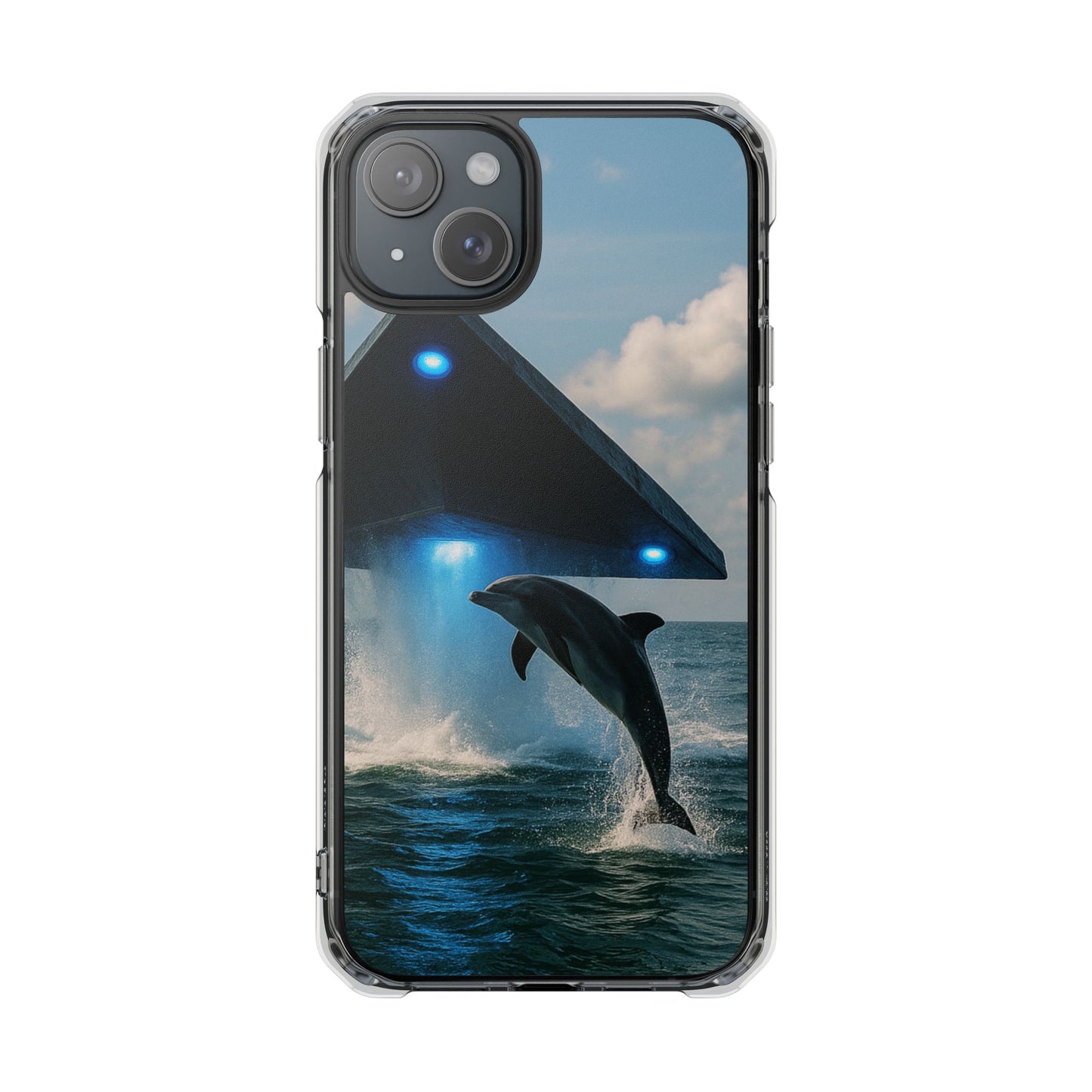 UFO and Dolphin Magnetic Clear Phone Case, Many Models