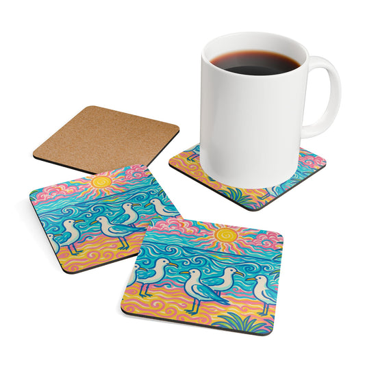 Coaster Set -  Tropical Beach Seagulls